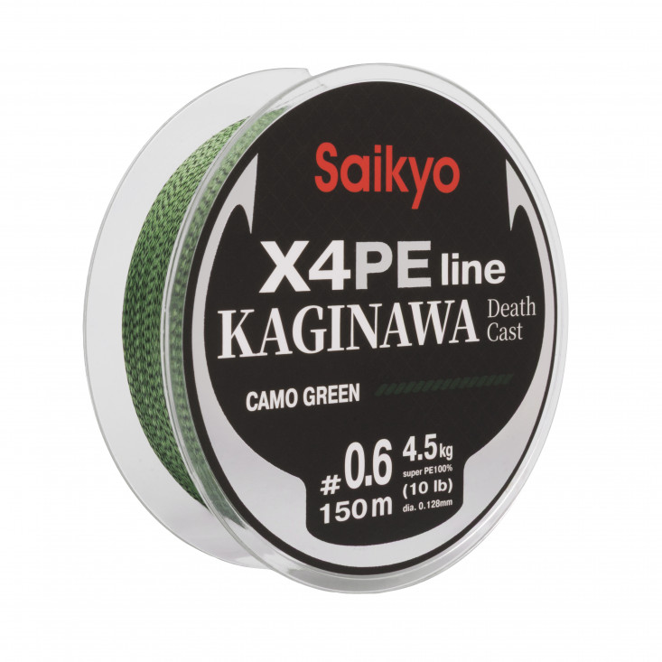 Шнур Saikyo KAGINAWA X4PE 150m, зеленый camo #0,6 (0,128mm), 4,5kg