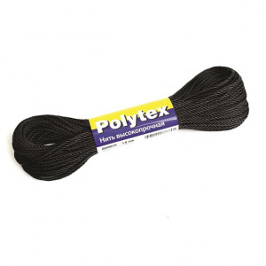 Нитки полиэфирные Polytex, моток, чёрные (30 м, 21..